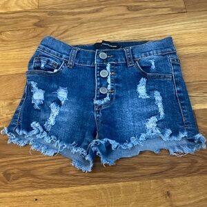 Contraband Girls Blue Denim Ripped Shorts Size 12